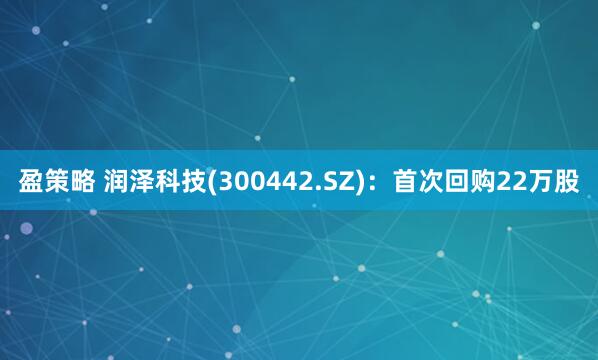 盈策略 润泽科技(300442.SZ)：首次回购22万股